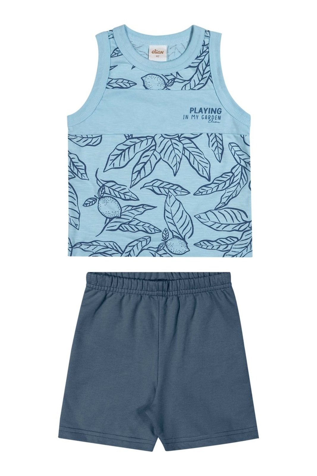 Vista 2 Infantil - Conjunto Menino Nature Flamê Elian azul Elian azul