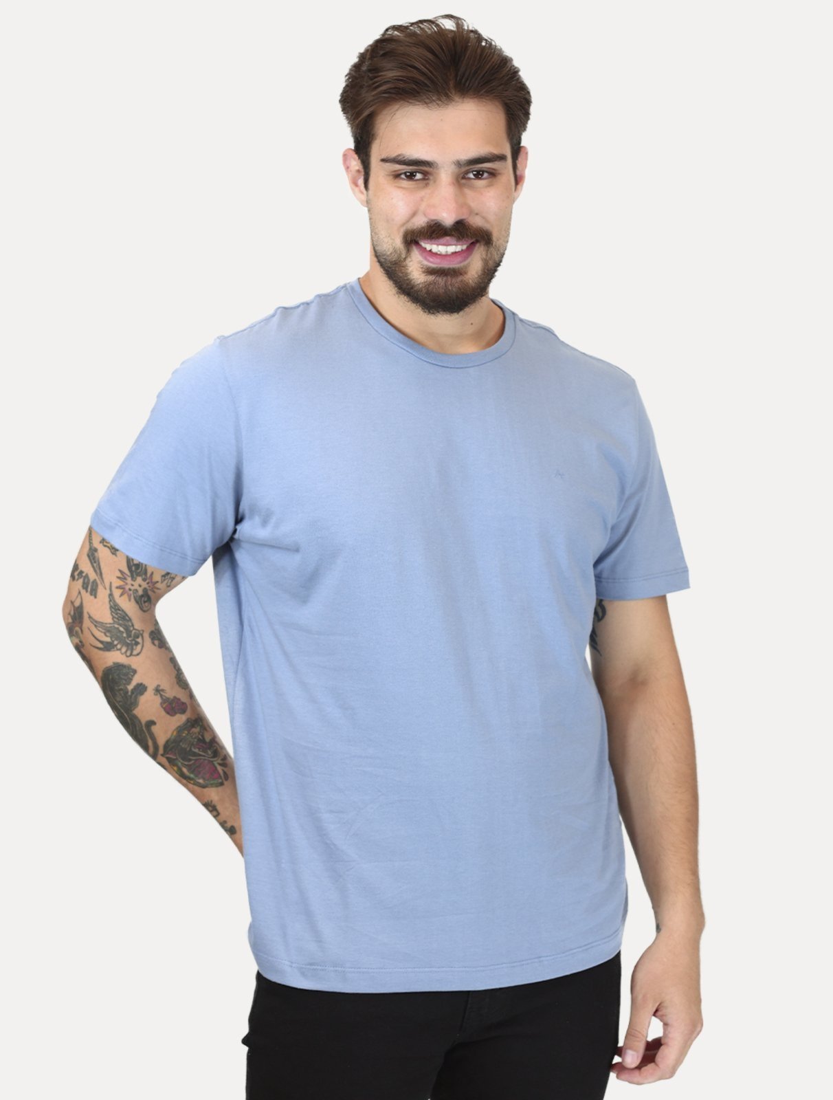 Camiseta Aramis Masculina Basic Lisa Mono Icon Azul Médio