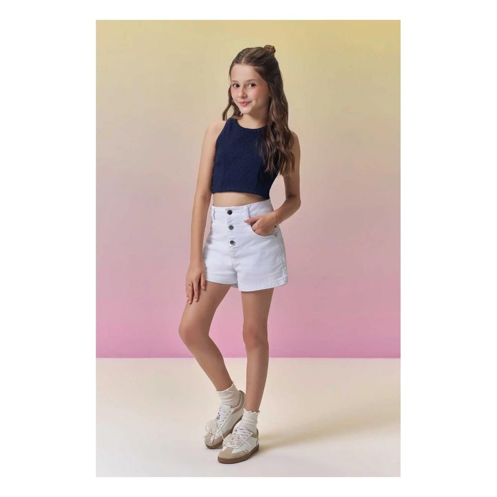 Infantil - Shorts Menina Branco Vic&Vicky 10 Branco