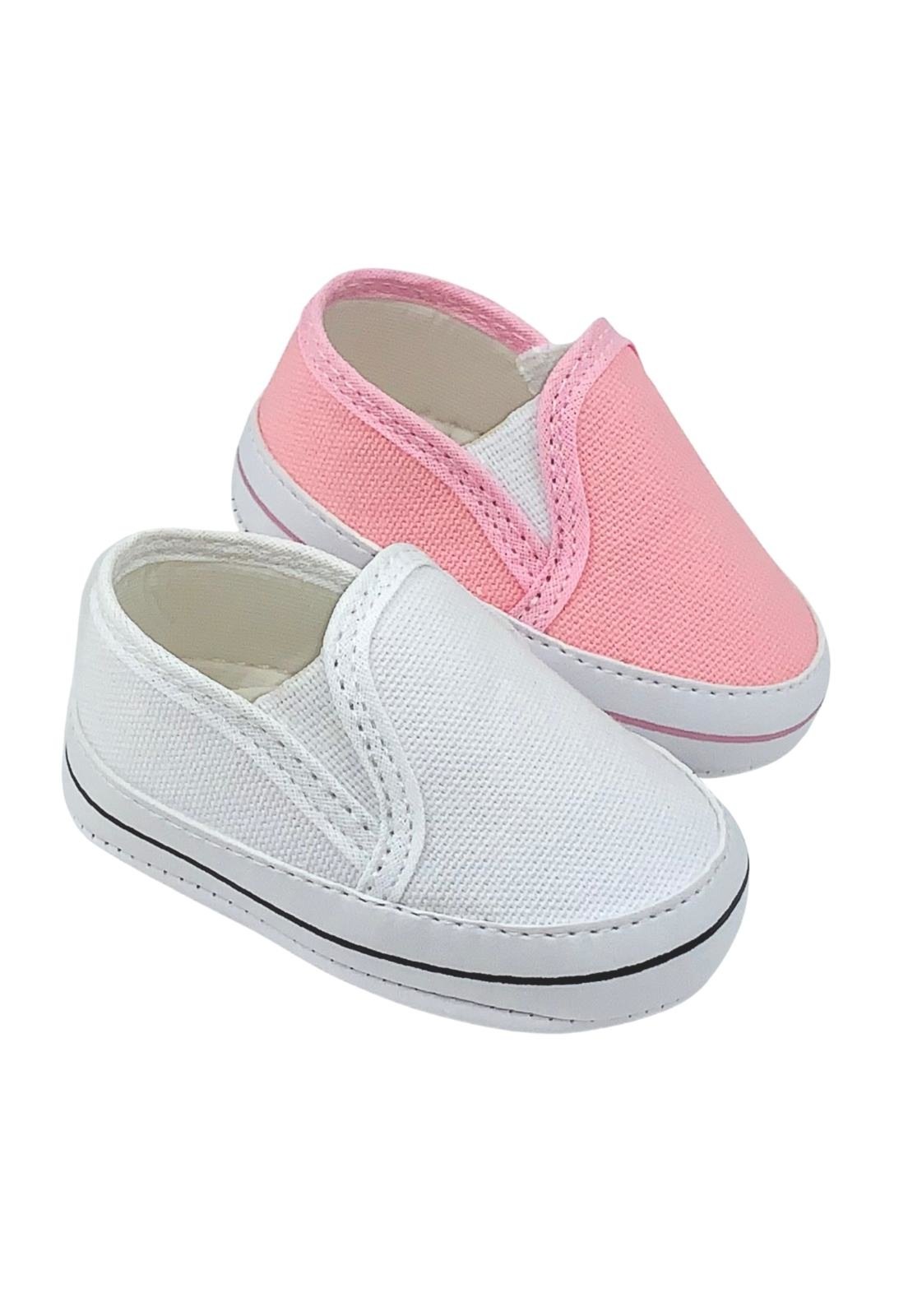 Infantil – Kit Com 2 Pares Tênis Iate De Para Recém Nascido Direto Da Fábrica Branco E Rosa