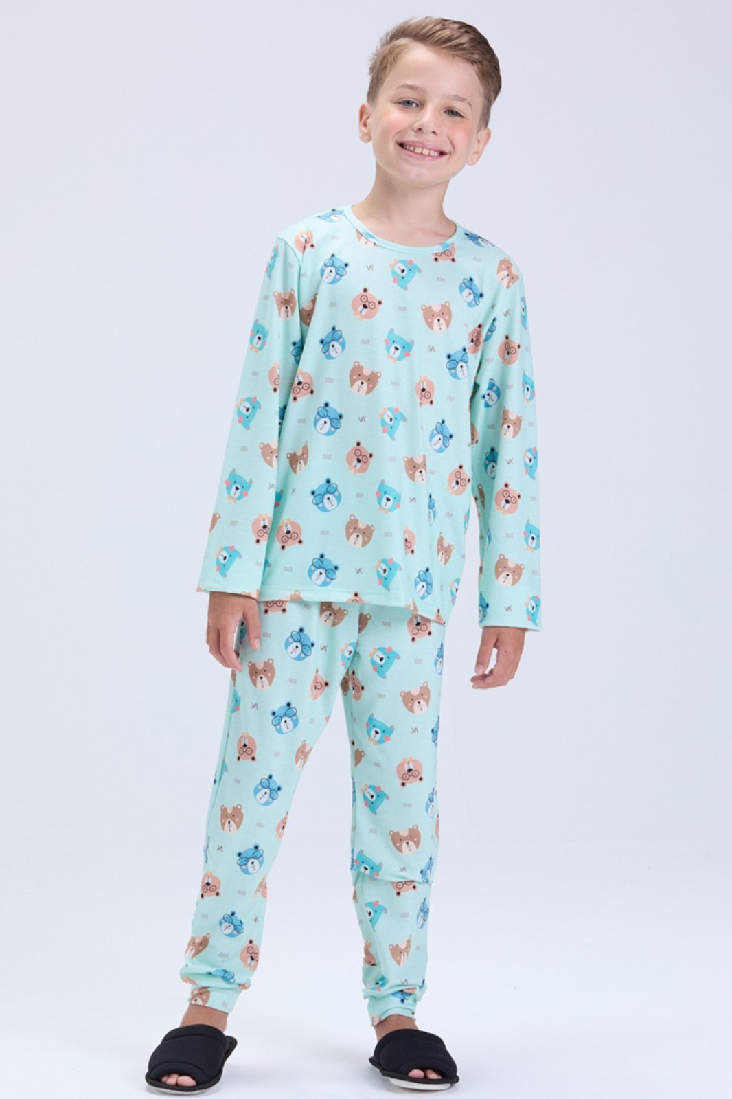Vista 2 Pijama Masculino Inverno Sublimado Urso VIDA COSTEIRA verde VIDA COSTEIRA verde