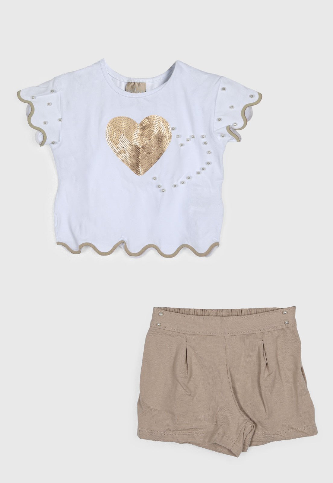 Conjunto Curto Milon Coração Babado Branco