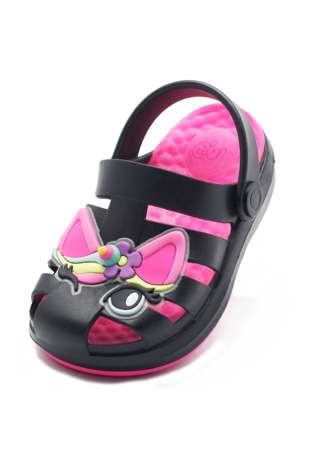 Infantil - Sandália Babuche Plugt Menina Pop Unicornio Preto