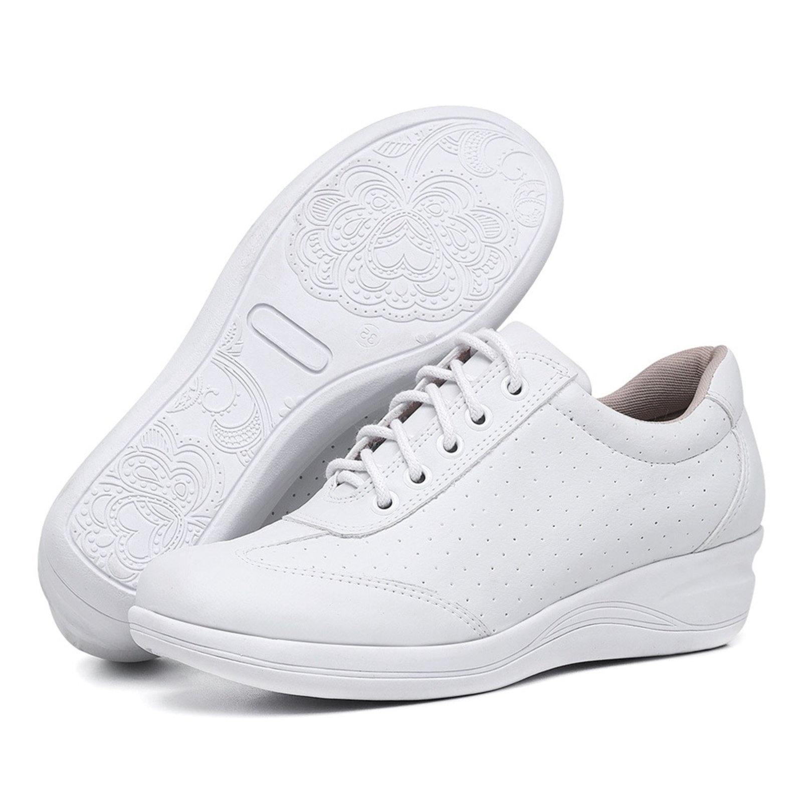 Tenis Ortopédico Conforto com Cadarço Feminino Branco