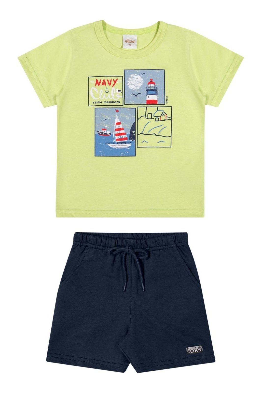 Vista 2 Infantil - Conjunto Menino Desenho Navy Elian Verde verde navy Elian verde navy