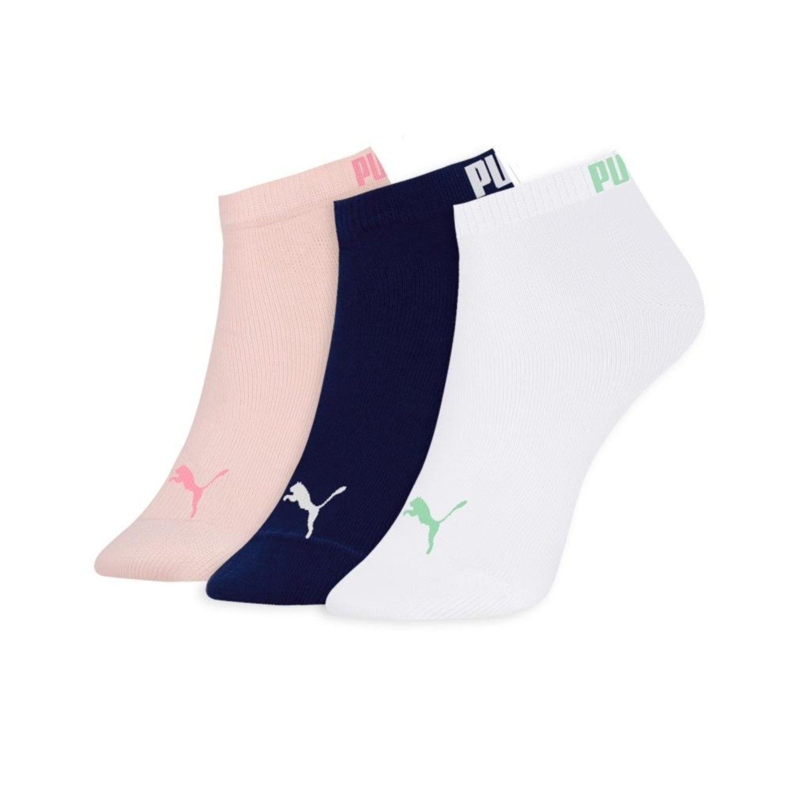 3 Pares Meia Puma Cano Curto Sapatilha Feminino Original Nf Rosa e Marinho