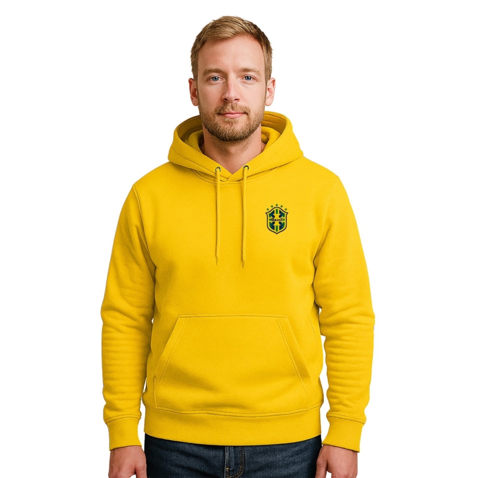 Moletom Modelo Canguru Com Capuz Masculino Estampado Brasil