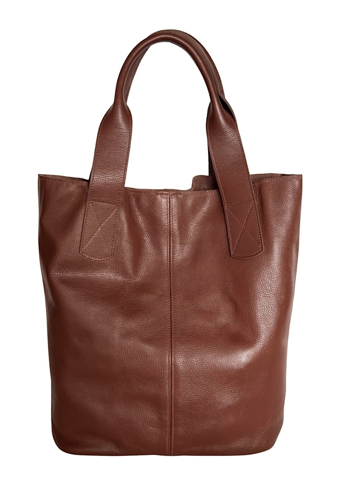 Bolsa Shopper em Couro Legítimo Marrom Moka: Sacola Grande com Carteira Interna