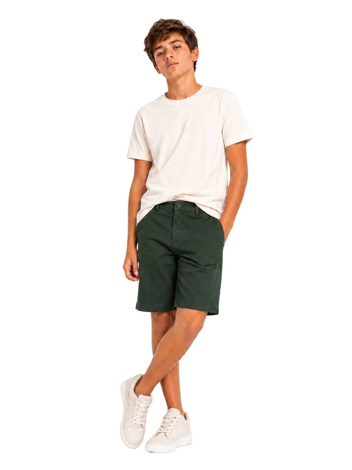 Infantil - Bermuda Sarja Crawling Juvenil Masculina Verde