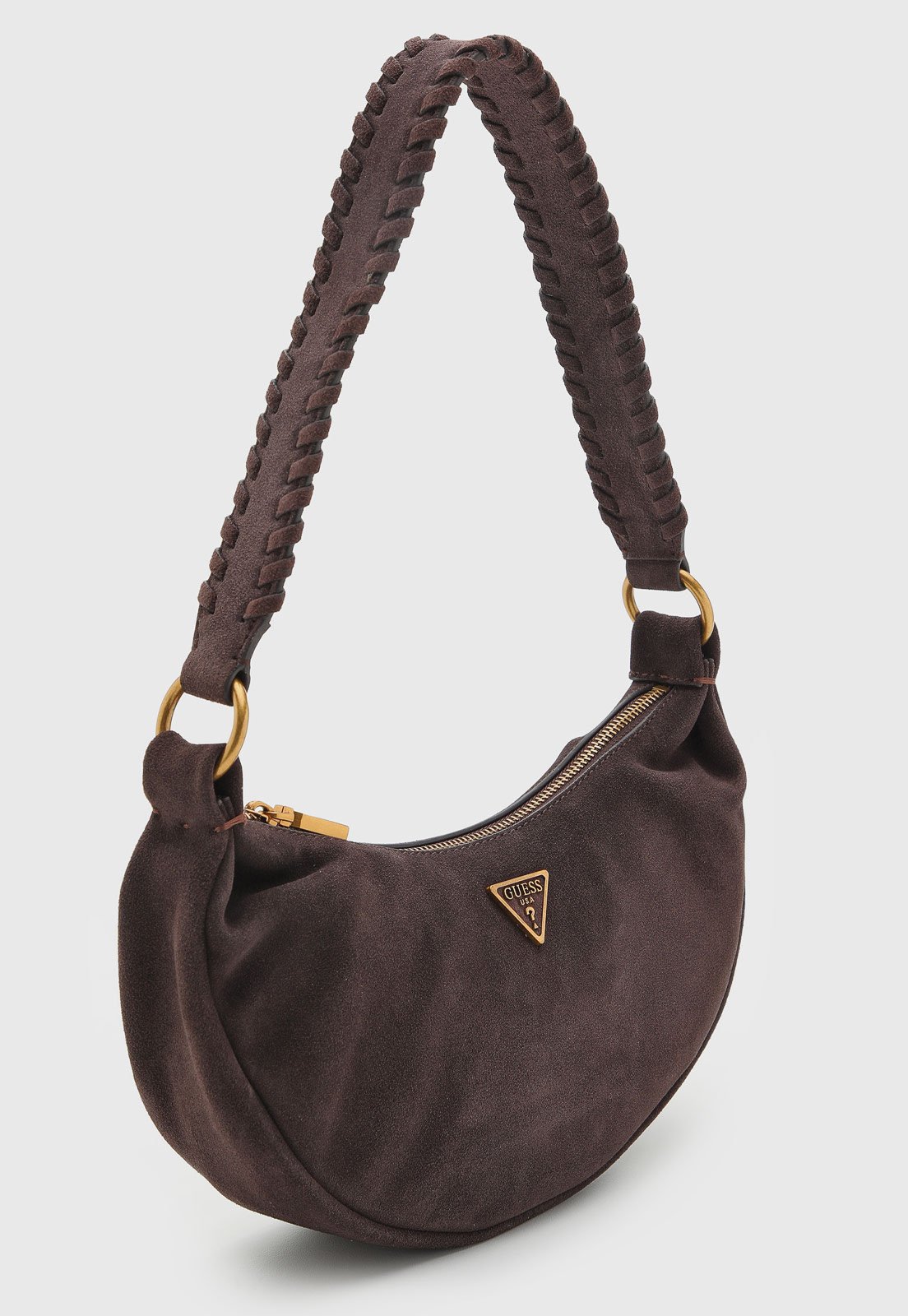 Vista 3 Bolsa Feminina Guess Média Alça Trançada marrom marrom
