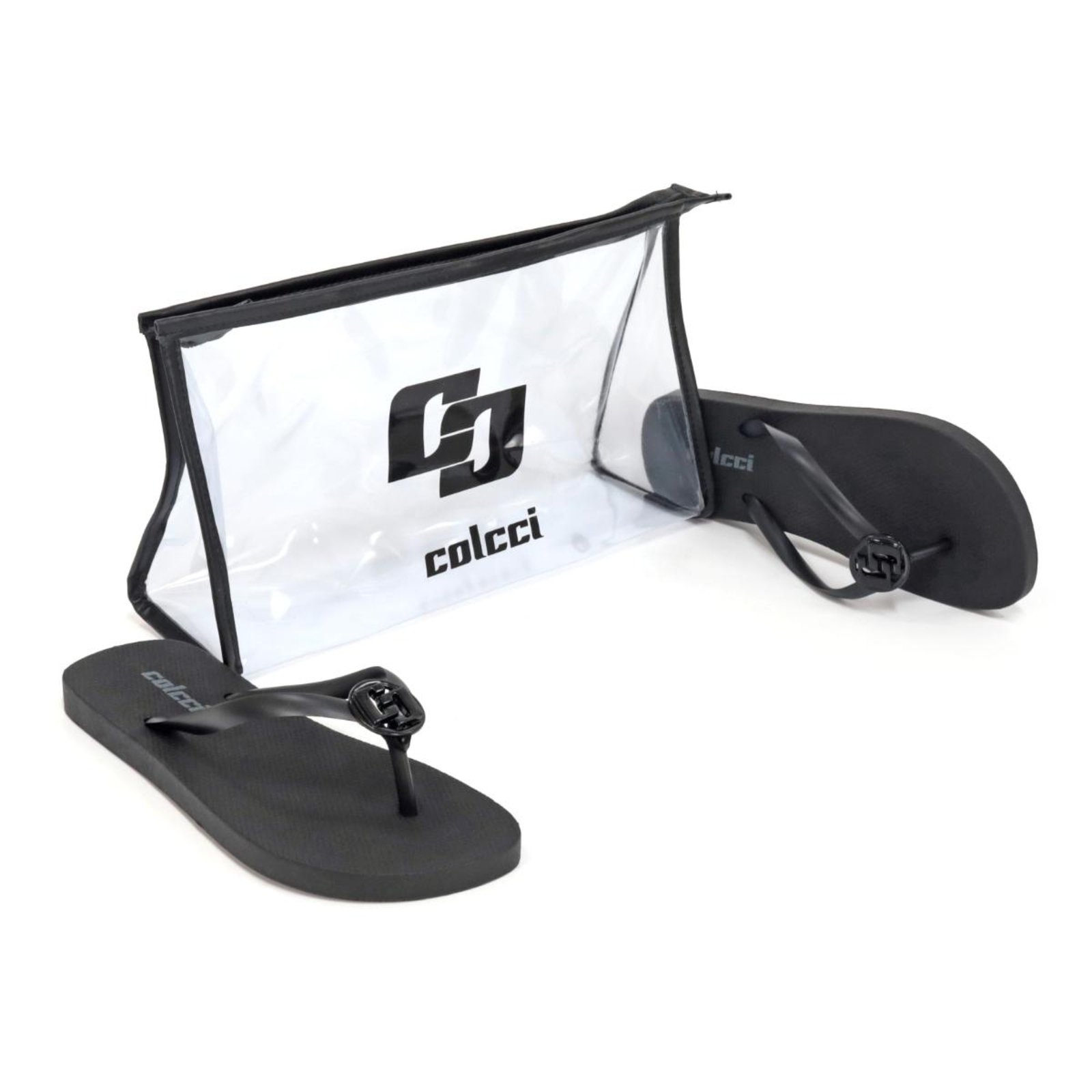 Chinelo Feminino Fiji Colcci Techfit Bico Redondo com Kit Necessaire Preto