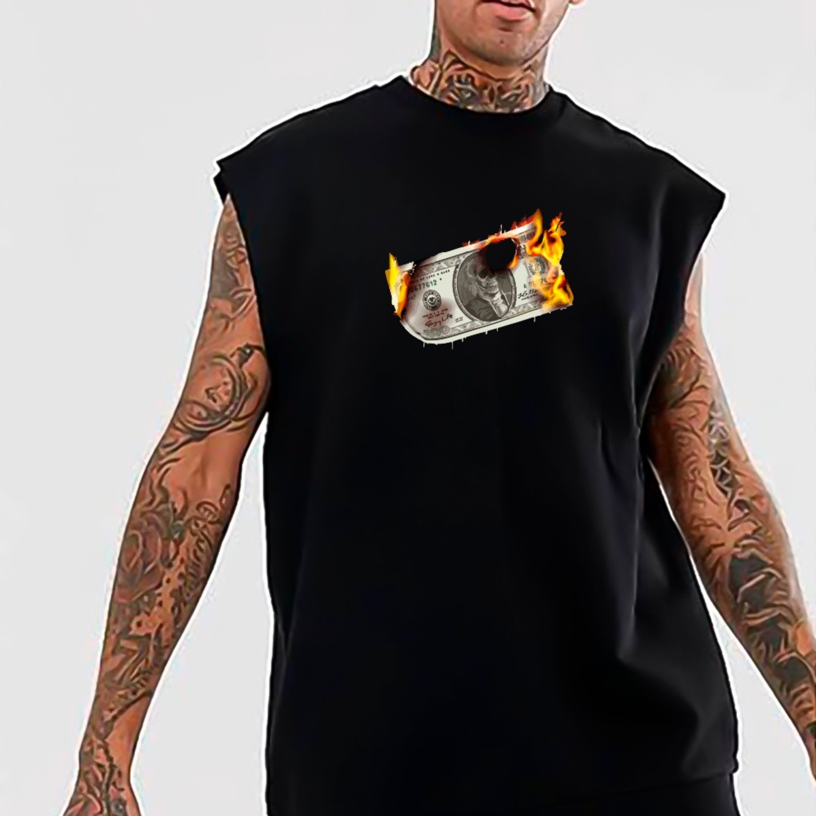 Camiseta Regata Machão Ousy Money Is Important Oversized Masculina Preto