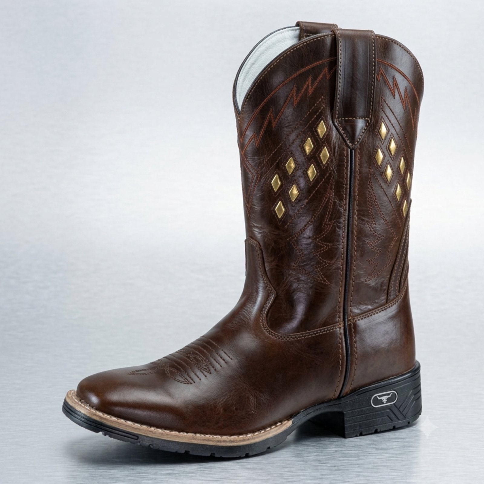 Bota Country Masculina Couro Legítimo Forrada em Couro Palmilha Gel Conforto Premium Texana Escamada Masculina Qualidade Exportação Trabalho Rodeio