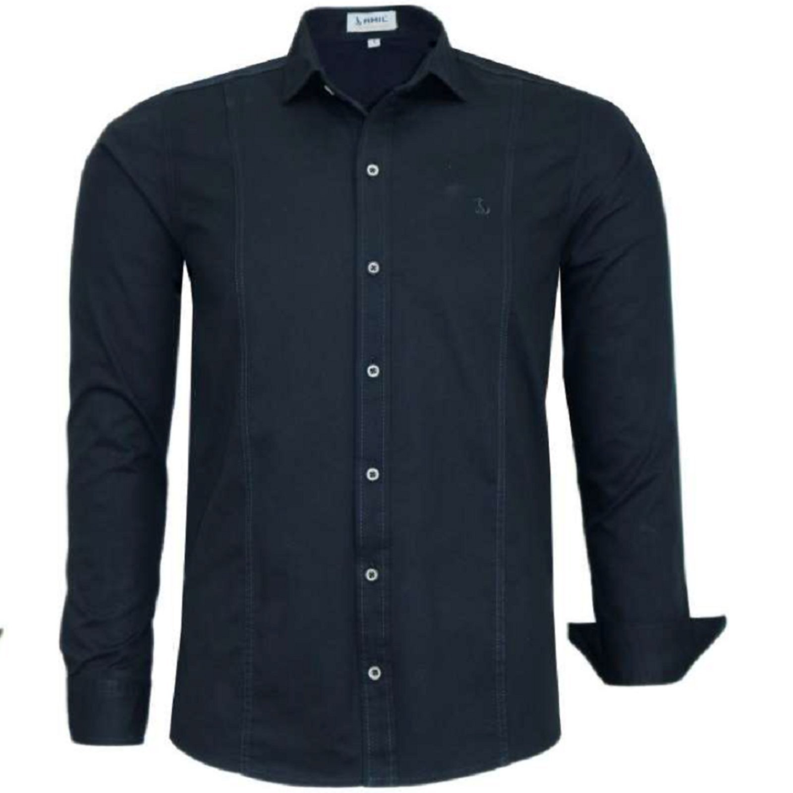 Camisa Brim Sarja Social Manga Longa Original Amil Preto