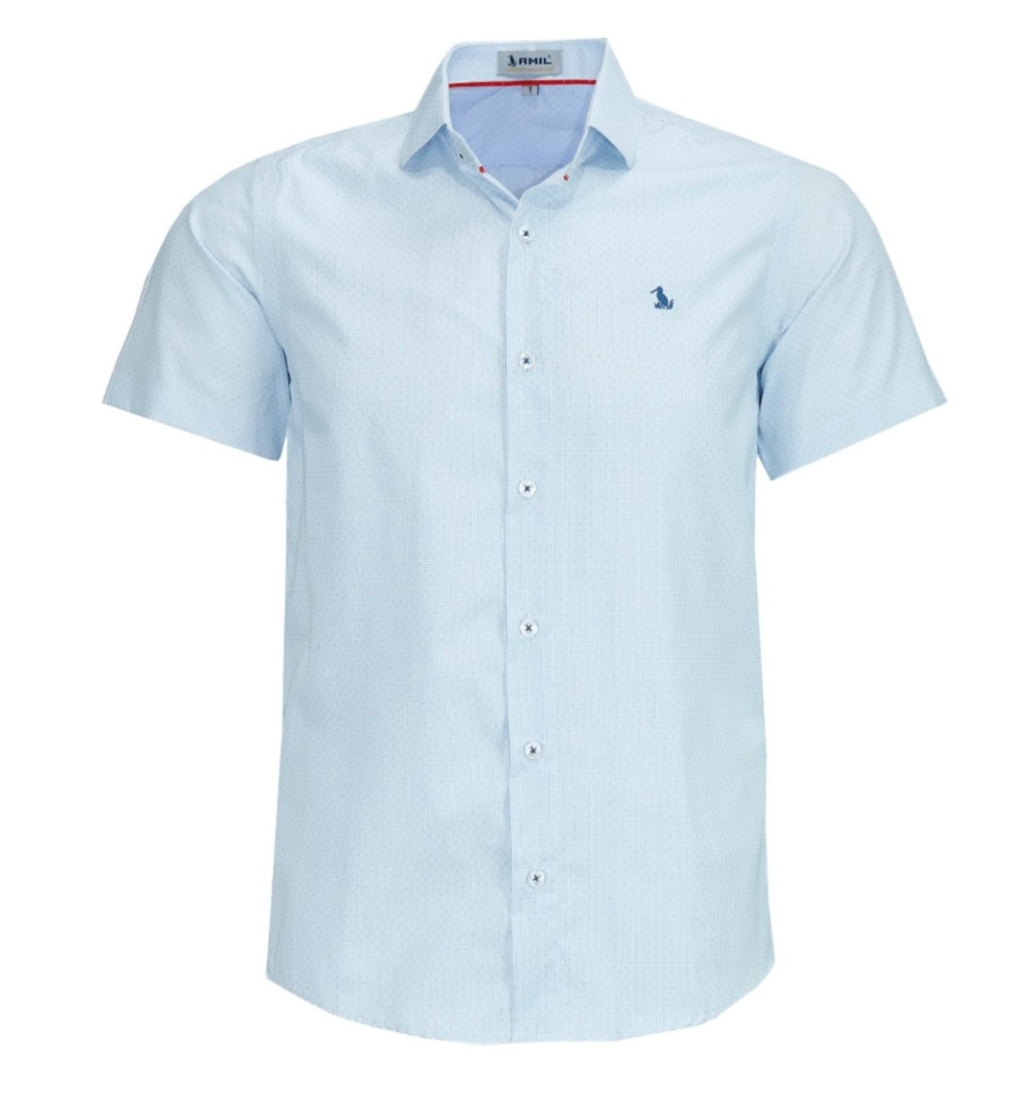 Camisa Social Masculino Amil Wave Algodão/Poliéster Macia M/Curta Azul