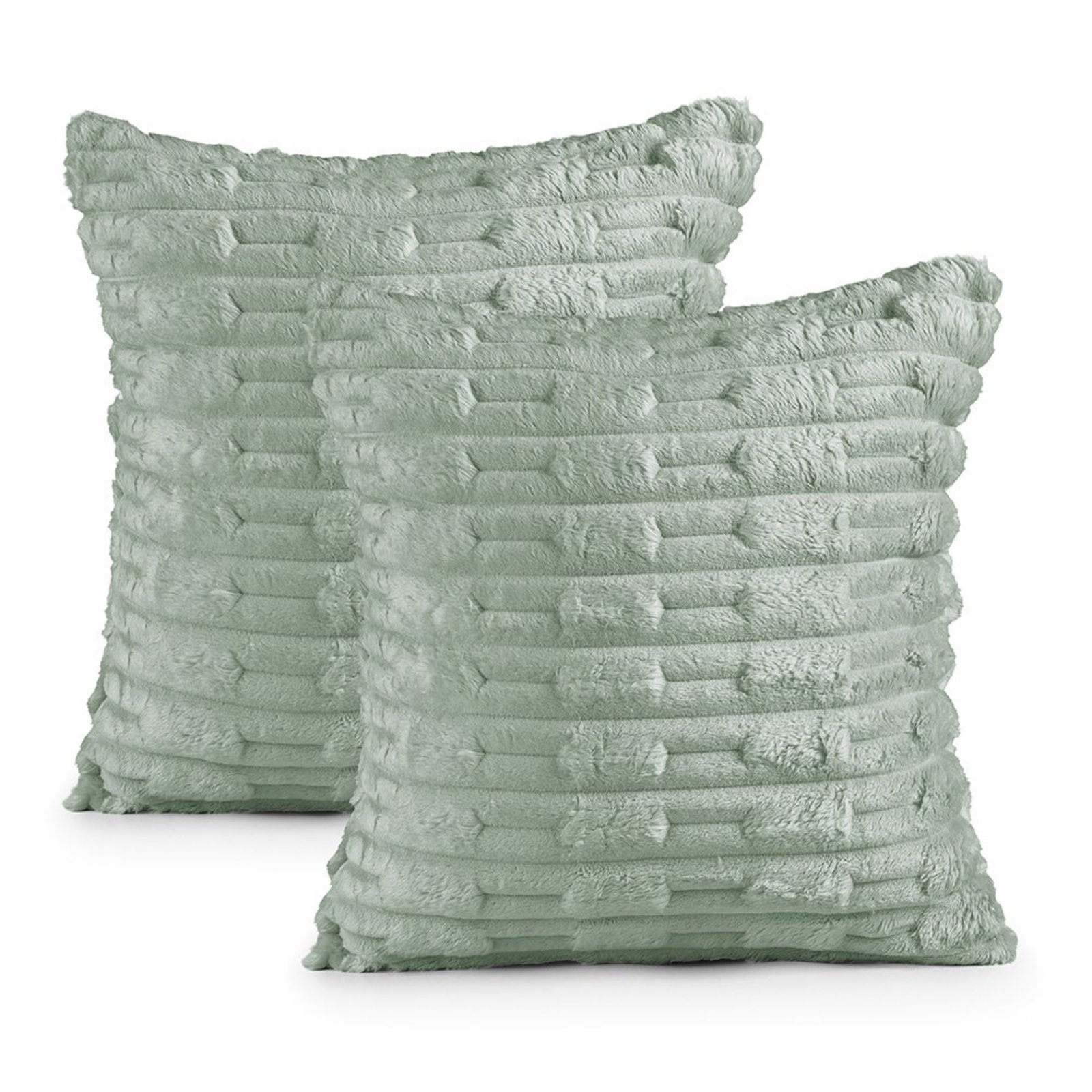 Kit Capa de Almofadas Casa Modelo Enxovais Geometrica Manta Ultrasoft 45cm x 45xm Verde