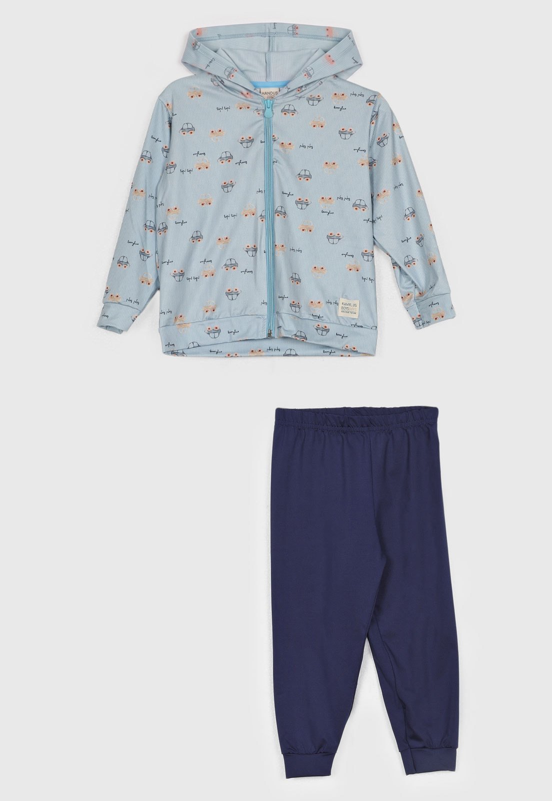 Conjunto Kamylus Capuz Estampado Azul Claro