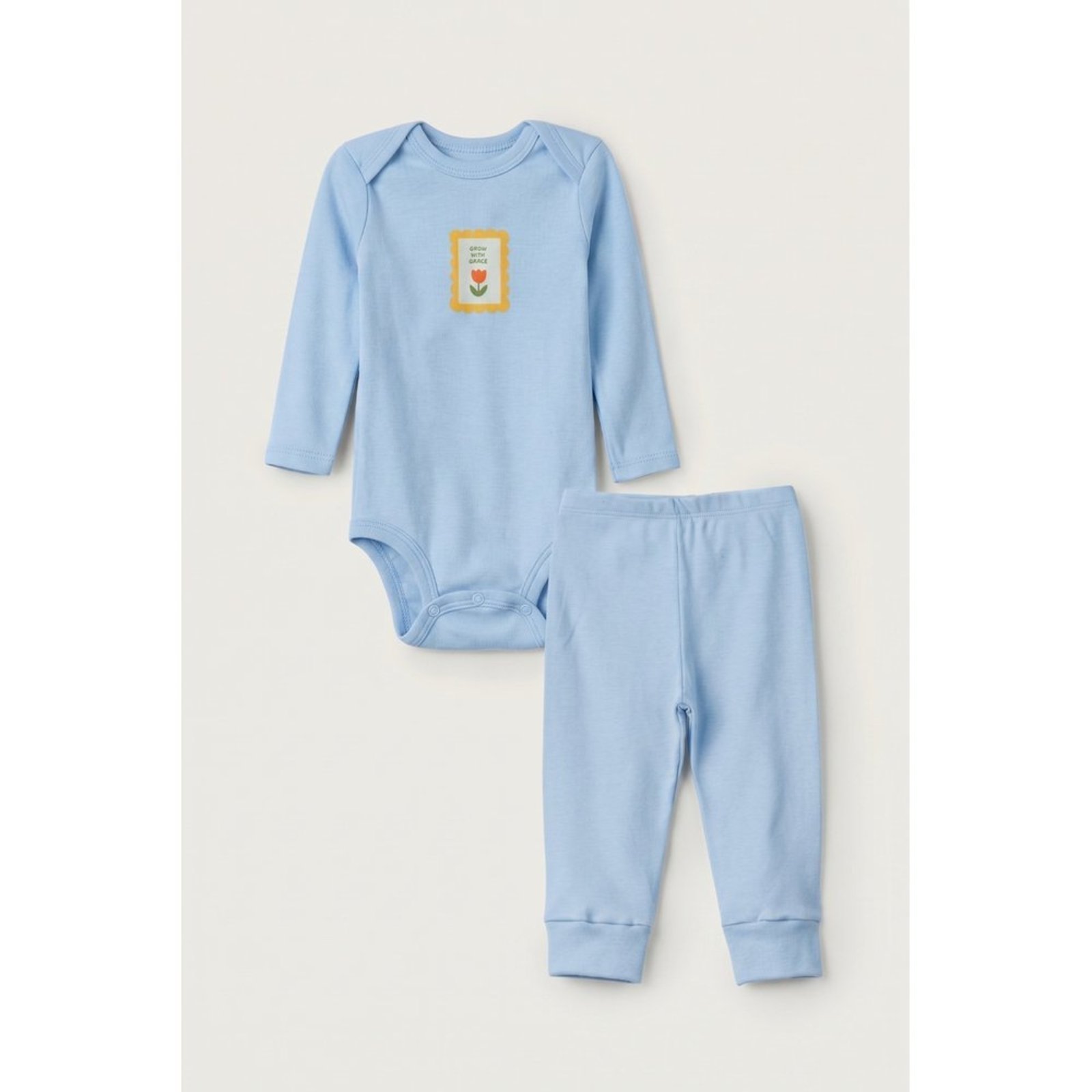 Infantil - Conjunto Body Longo e Calça do Papai Azul Quadro Grace