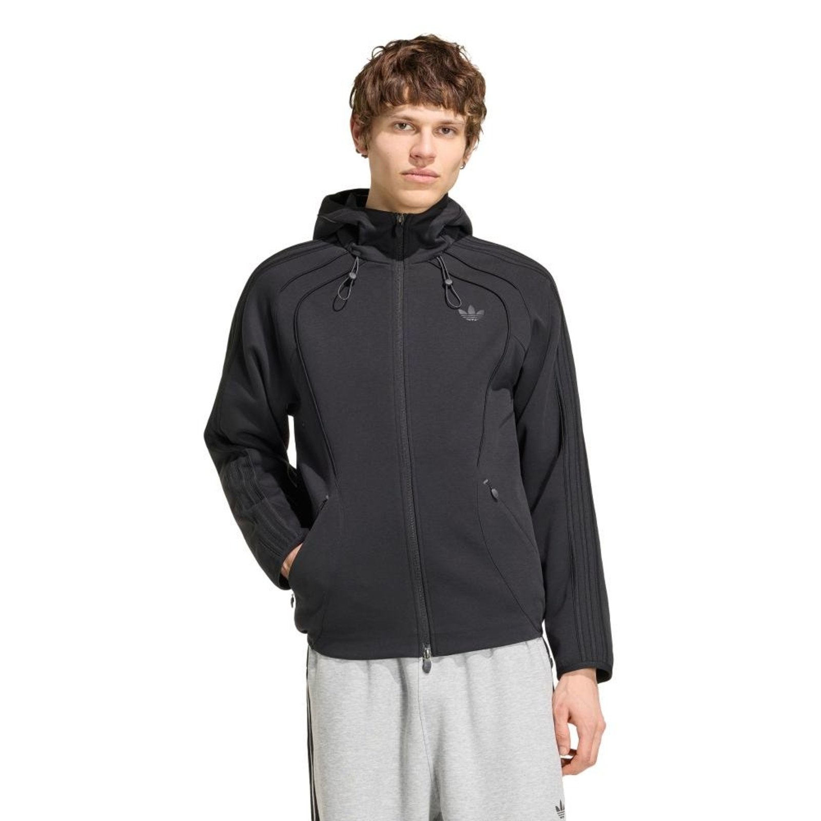 MOLETOM COM CAPUZ ZÍPER COMPLETO SPACER TEAMGEIST 26 CUTLINE adidas Originals Preto