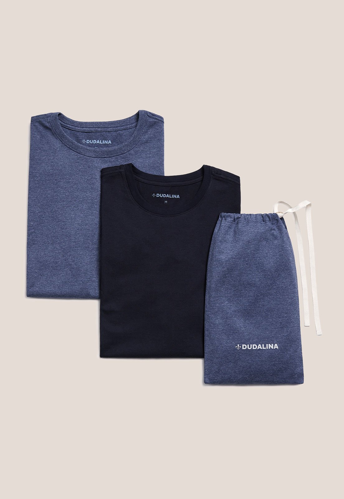 Kit 2 Camisetas Masculinas Dudalina Logo Bordada Azul