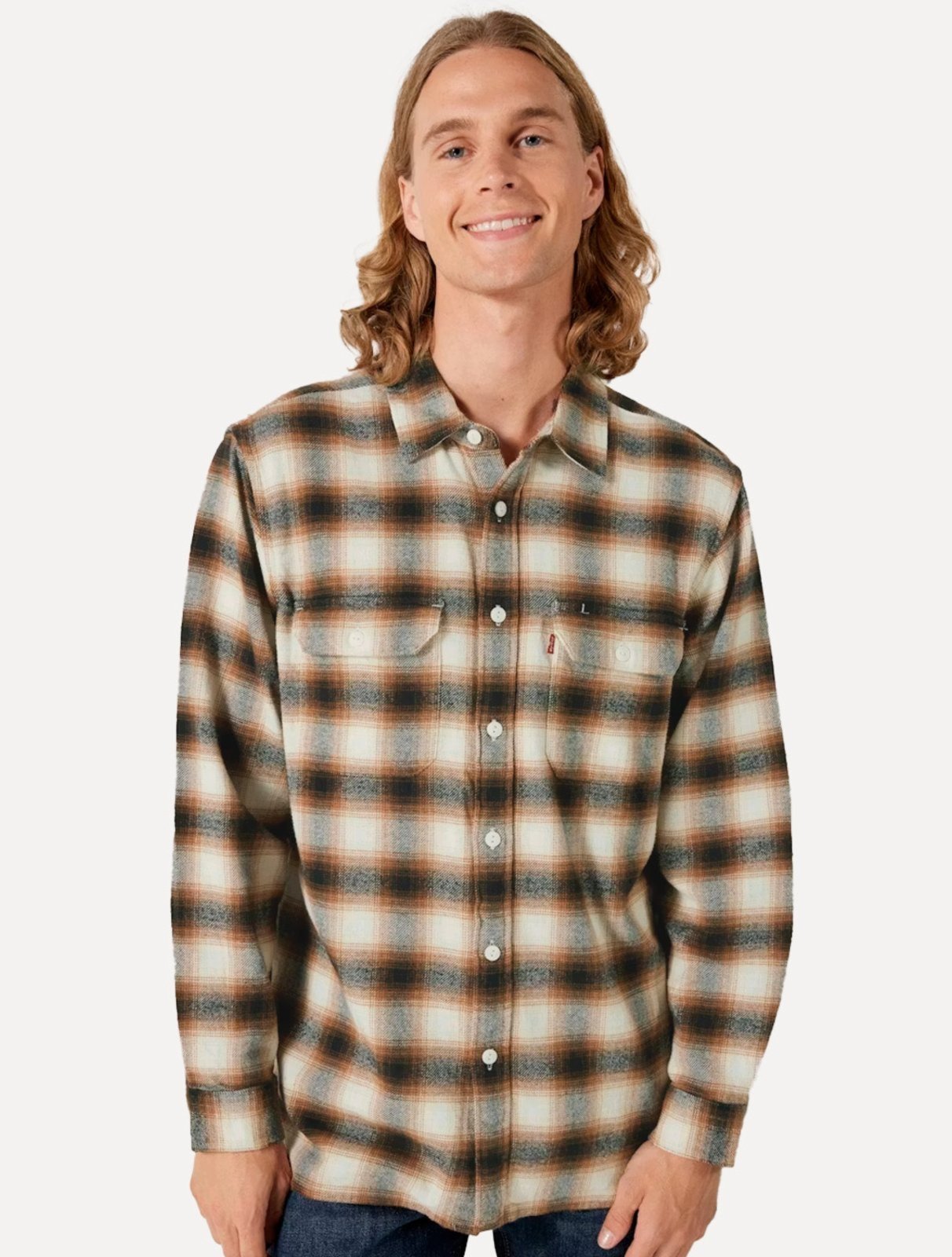 Camisa Levis Masculina Jackson Worker Xadrez Marrom