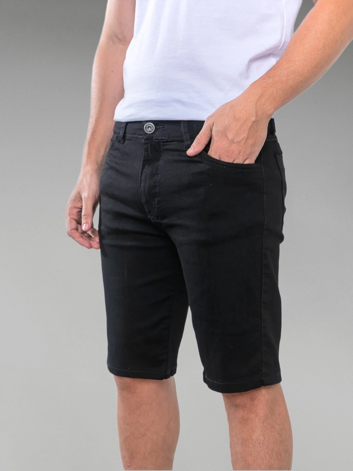 Bermuda Sarja Masculina Tempo Habil Preto Casual e Basica