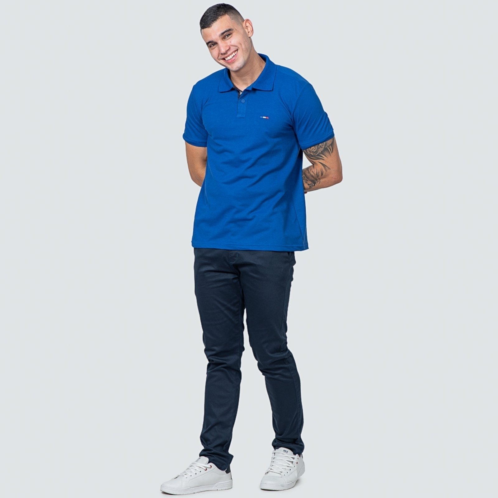 Camisa Polo FMF Masculina Básica Piquet no Estilo Tommy Bordado França Royal
