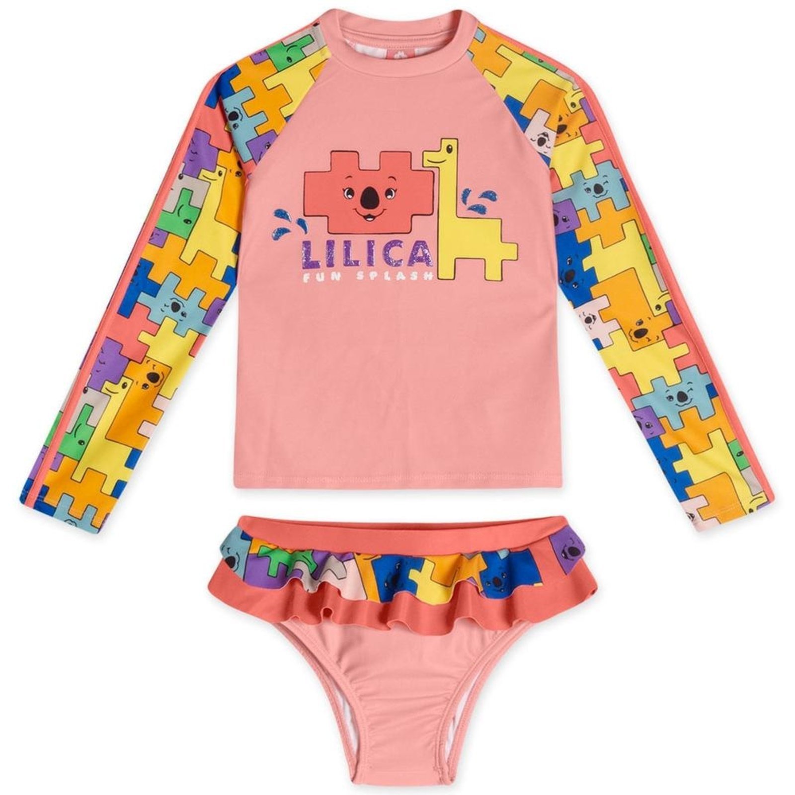 Conjunto de Praia Manga Longa Com Proteção Solar Feminino Lilica