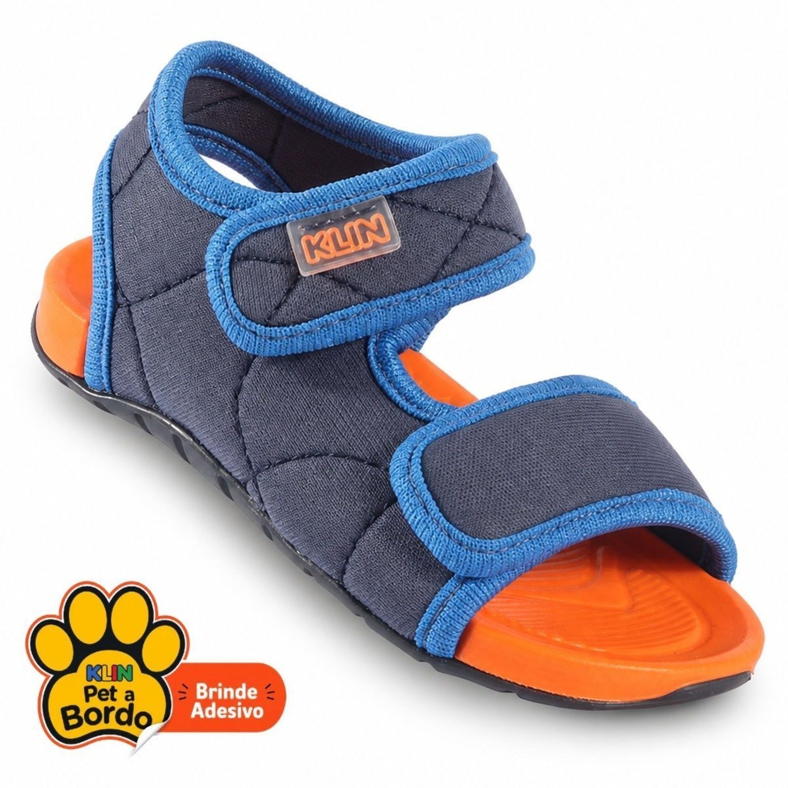 Infantil - Sandália Papete Masculina Klin Like Anatômica Chumbo e Laranja