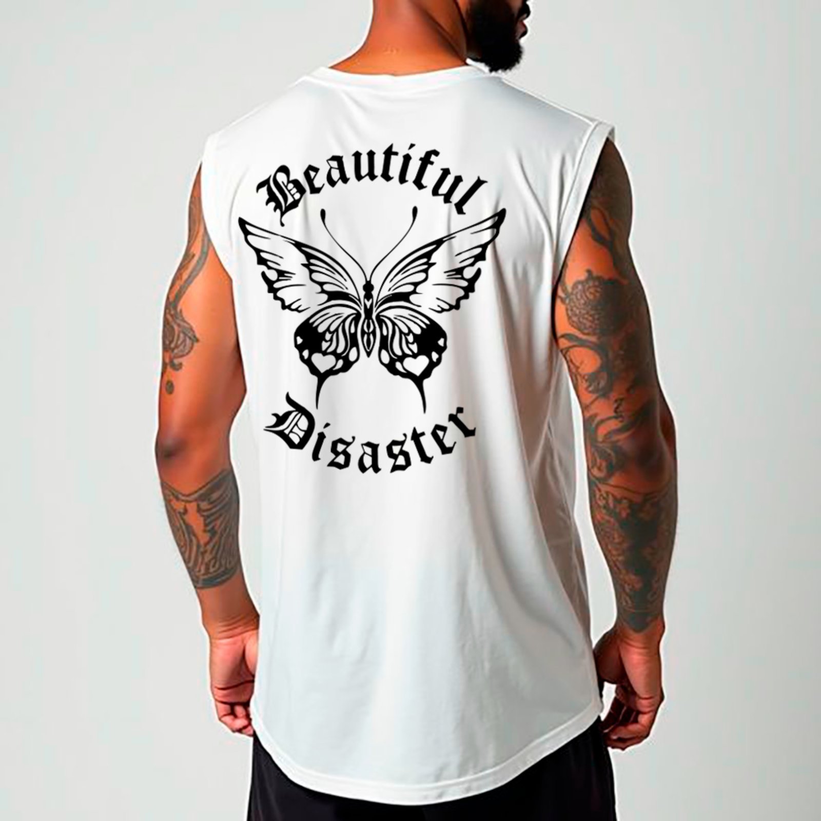 Camiseta Regata Machão Ousy Beautiful Disaster Oversized Masculina Branco