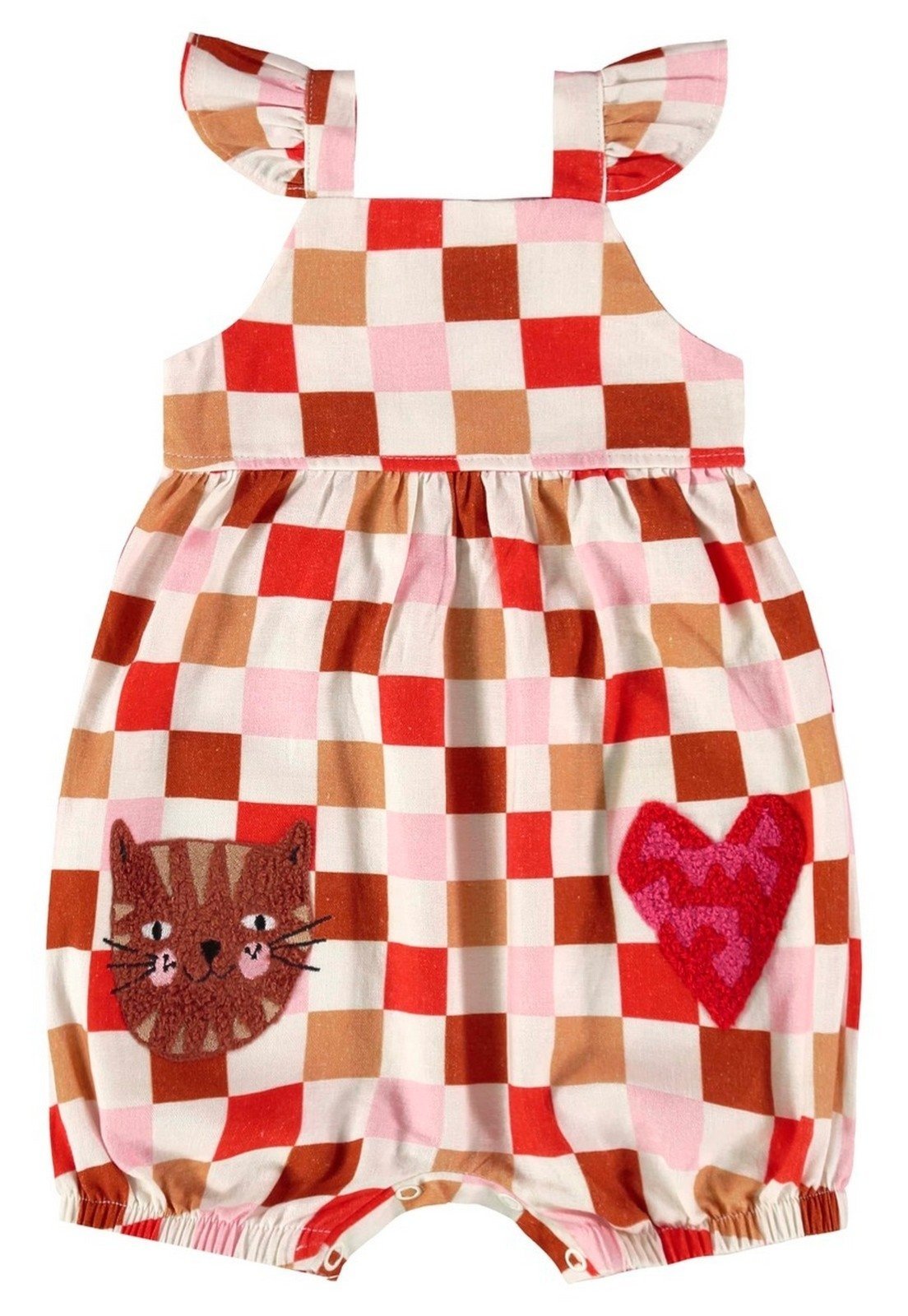 Infantil - Macaquinho para Menina em Viscolinho Gatinhos Três e Já Off-White