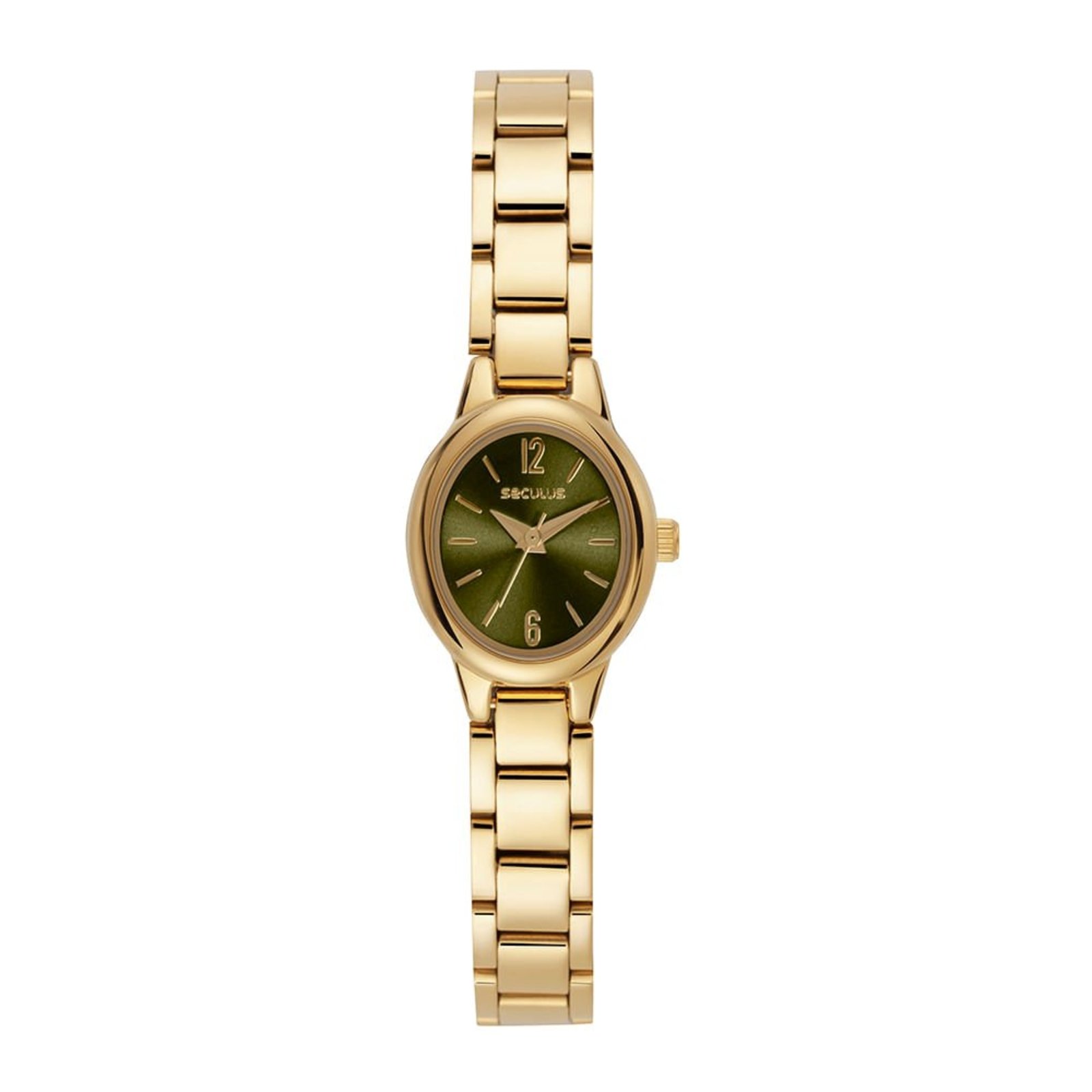 Relógio Seculus Feminino Oval Mostrador Verde Seculus