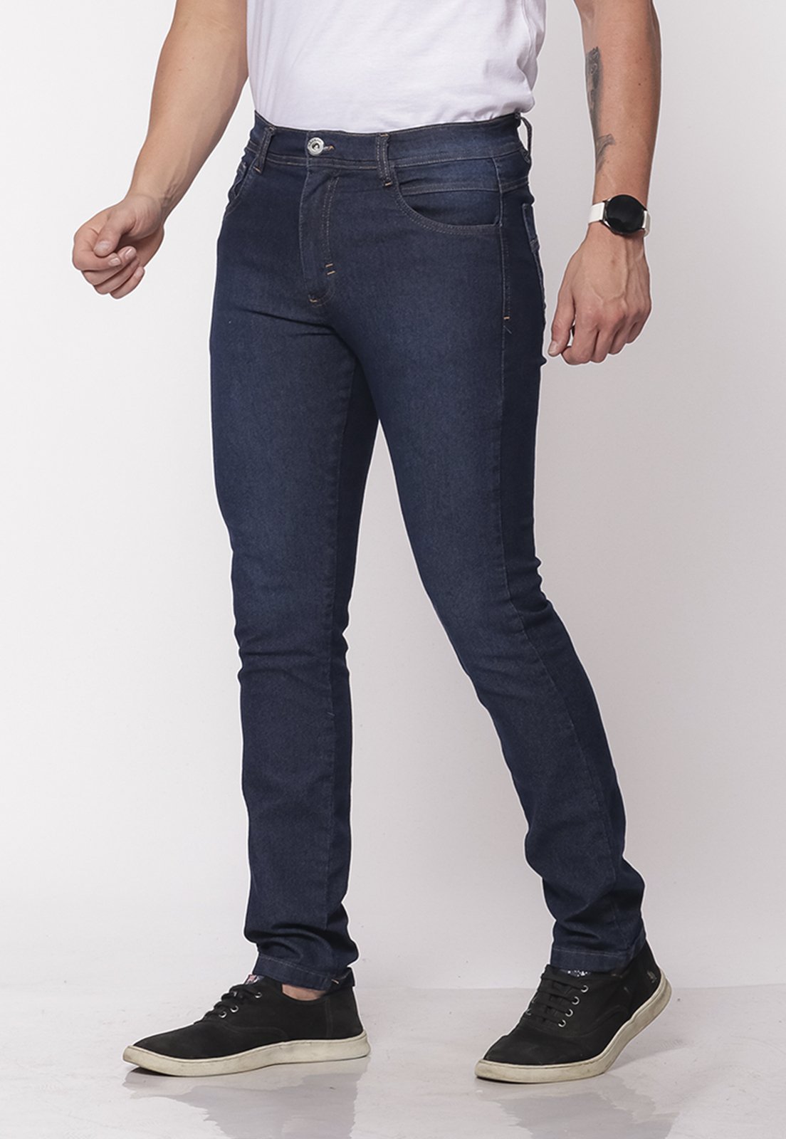Calça Jeans Masculina Slim Elastano Conforto 7877 Azul