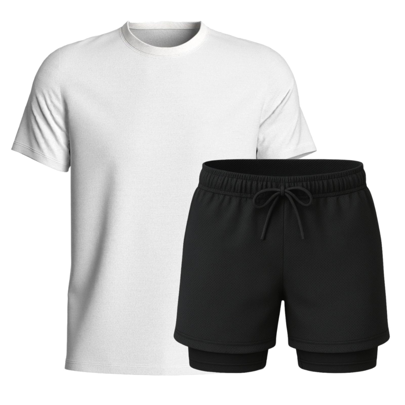 Conjunto Masculino Camiseta Algodão e Short Térmico Dryfit Liso