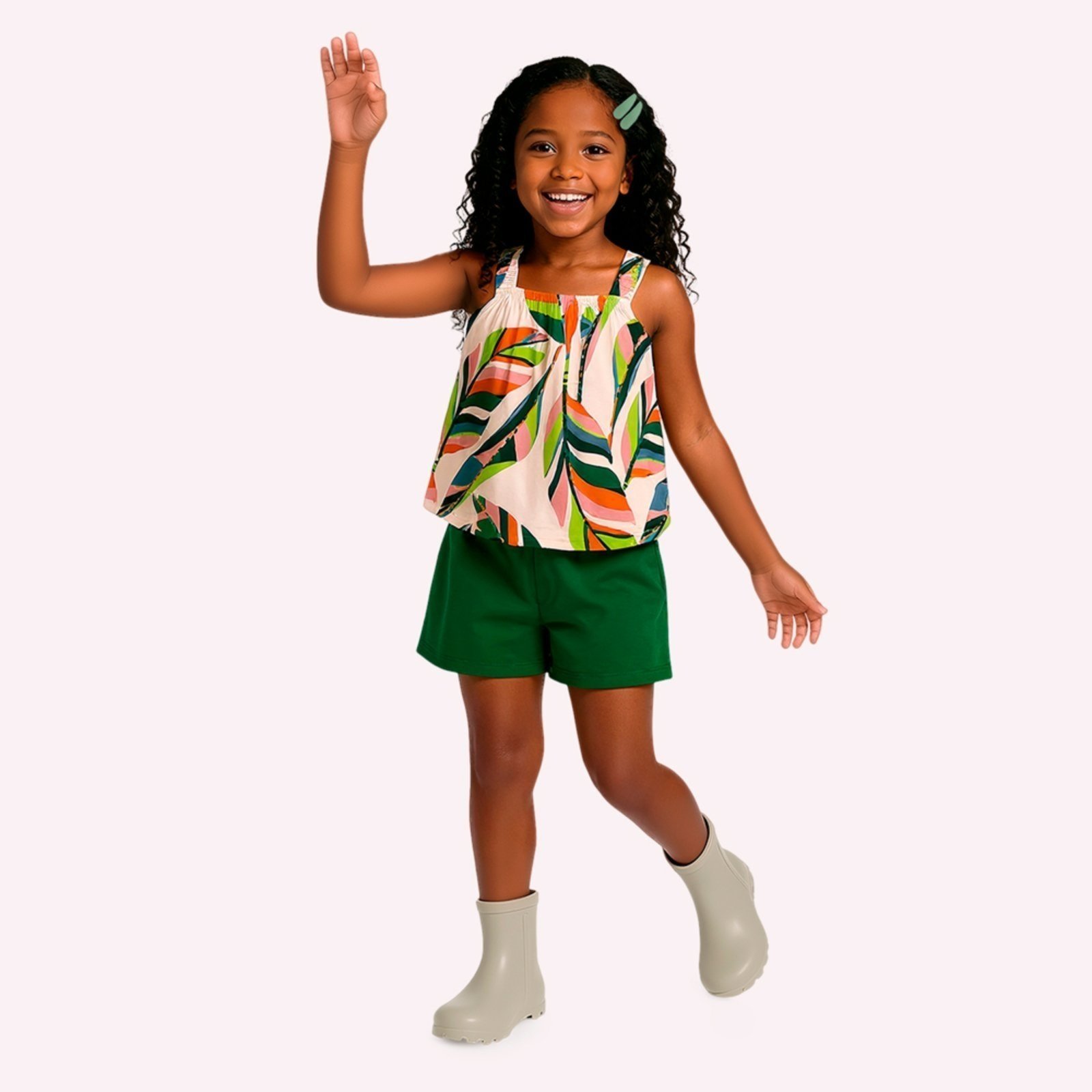 Infantil - Conjunto Menina Folhas Nanai