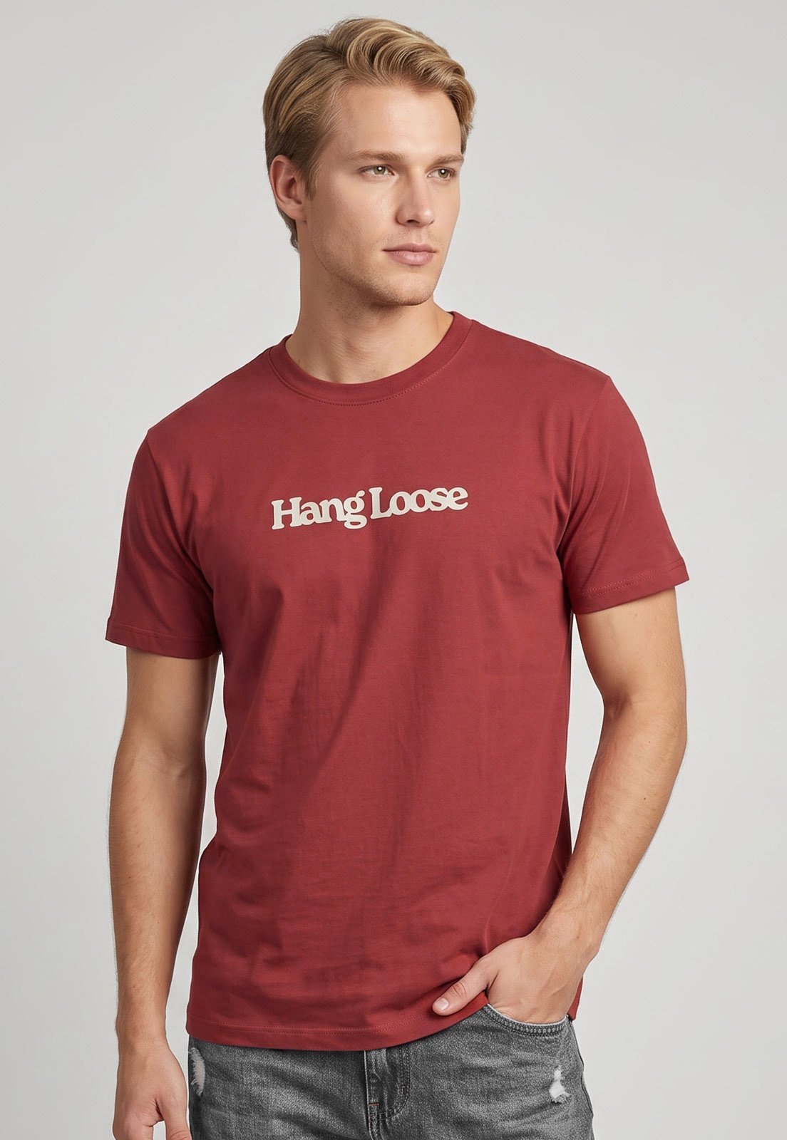 Camiseta Masculina Hang Loose Silk Typo Vermelha