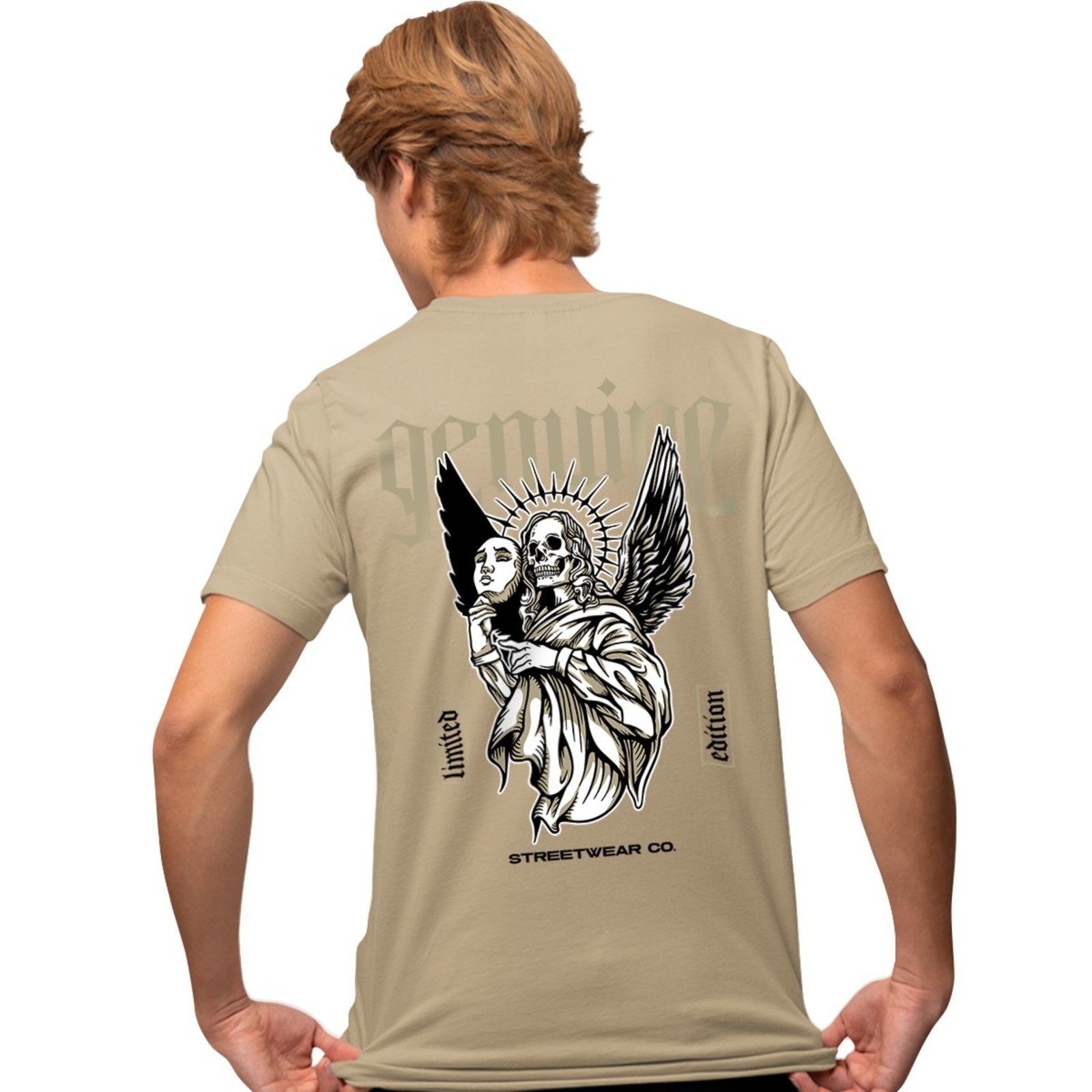 Camisa Camiseta Genuine Grit Masculina Estampada Algodão 30.1 Angel Skull – P – Caqui