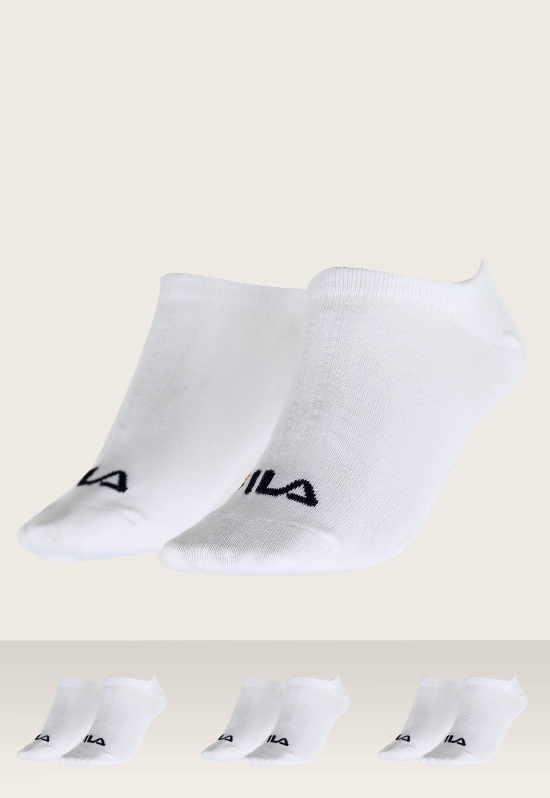 Kit 3pçs Meia Fila Soquete Logo Branca