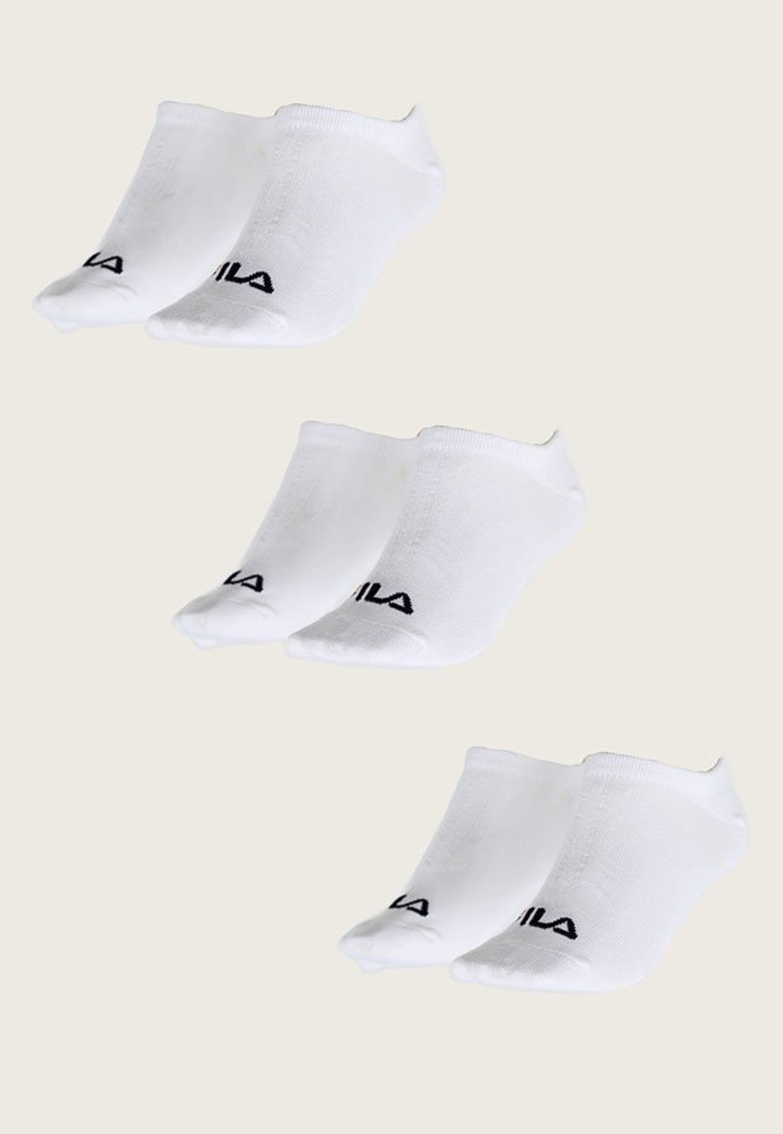 Vista 3 Kit 3pçs Meia Fila Soquete Logo Branca branco Fila branco