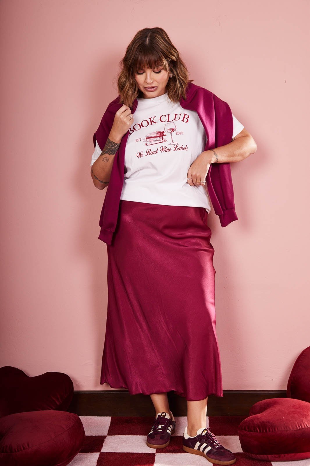 Saia In Love Midi de Cetim Serena Pluma