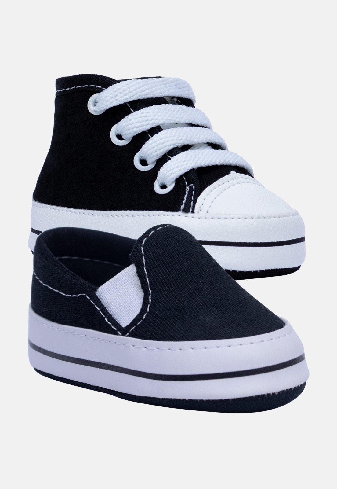Vista 2 Infantil - Kit 2 Sapatinho de ópidi Tenis Pópidí preto Pópidí preto