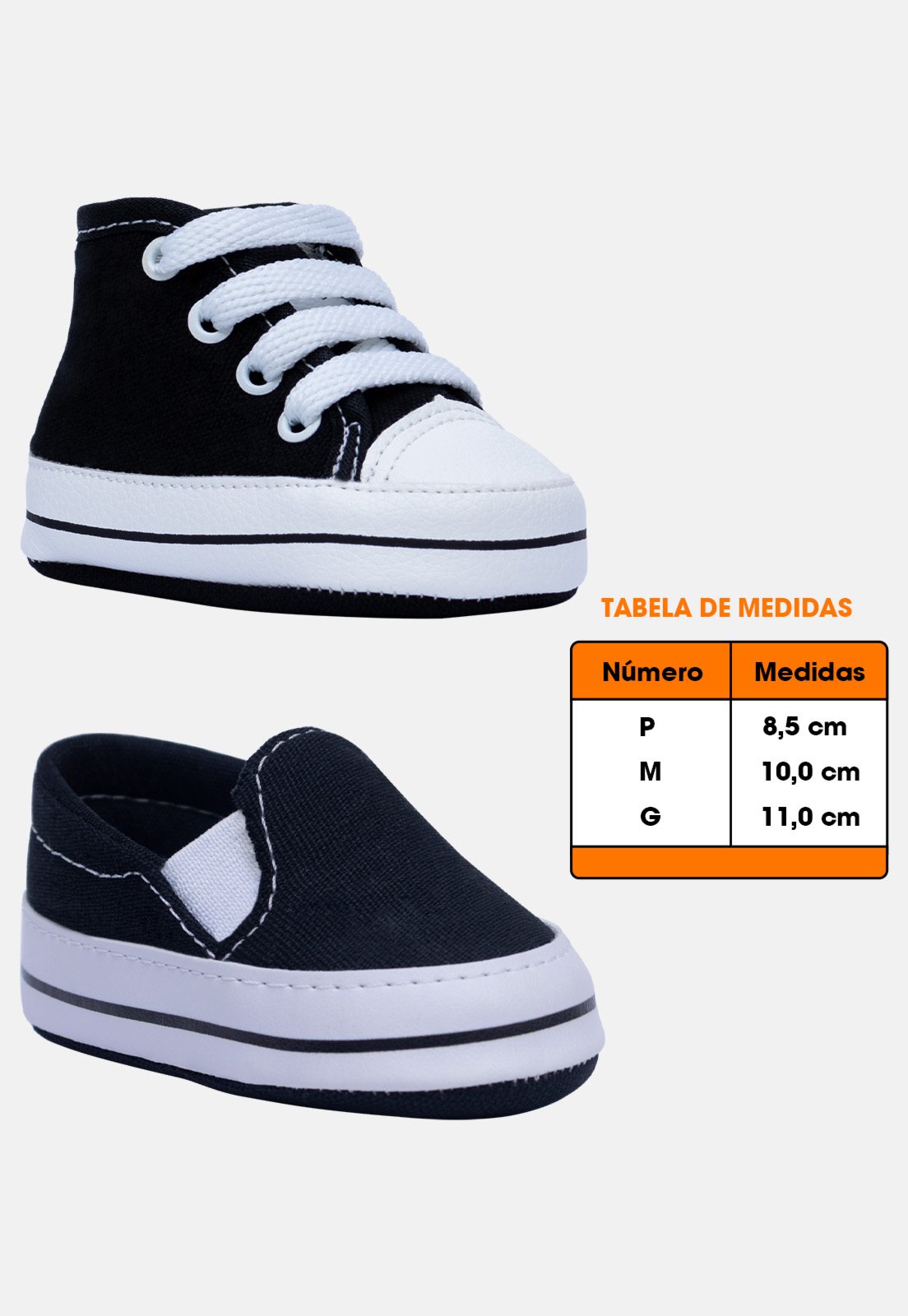 Vista 3 Infantil - Kit 2 Sapatinho de ópidi Tenis Pópidí preto Pópidí preto