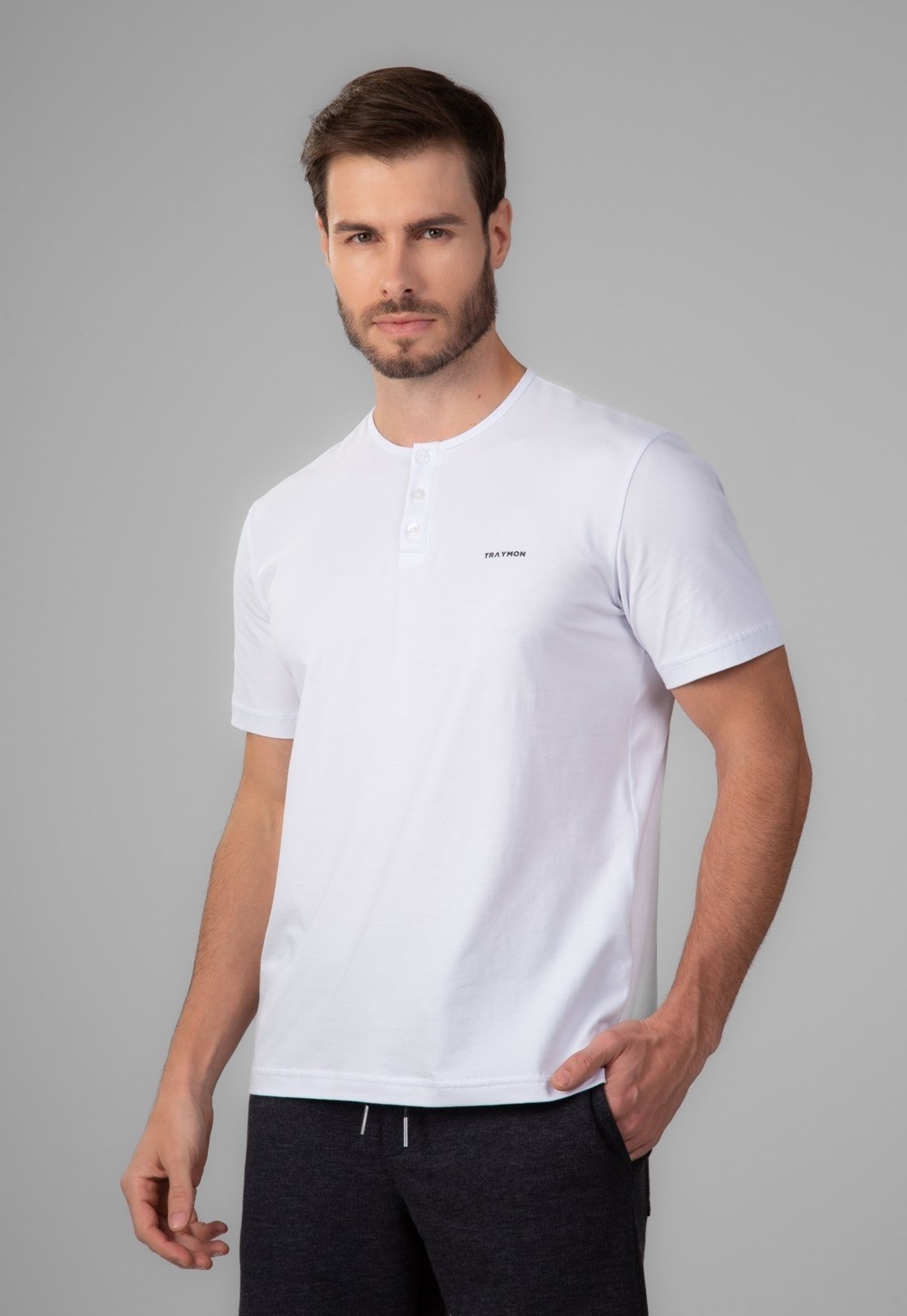 Camiseta Traymon Slim Gola Portuguesa Branco
