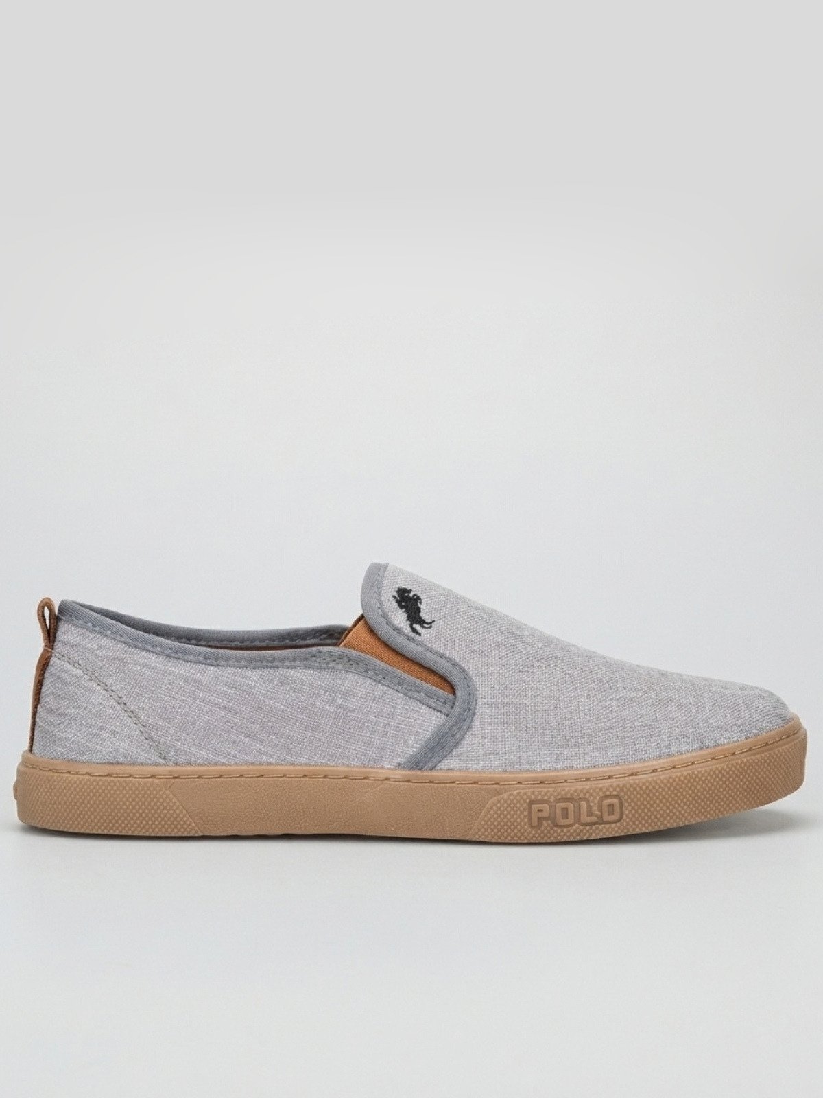 Tênis Slip On Masculino Lona Sem Cadarço Sapatênis Elástico lateral Calcie Facil Cinza