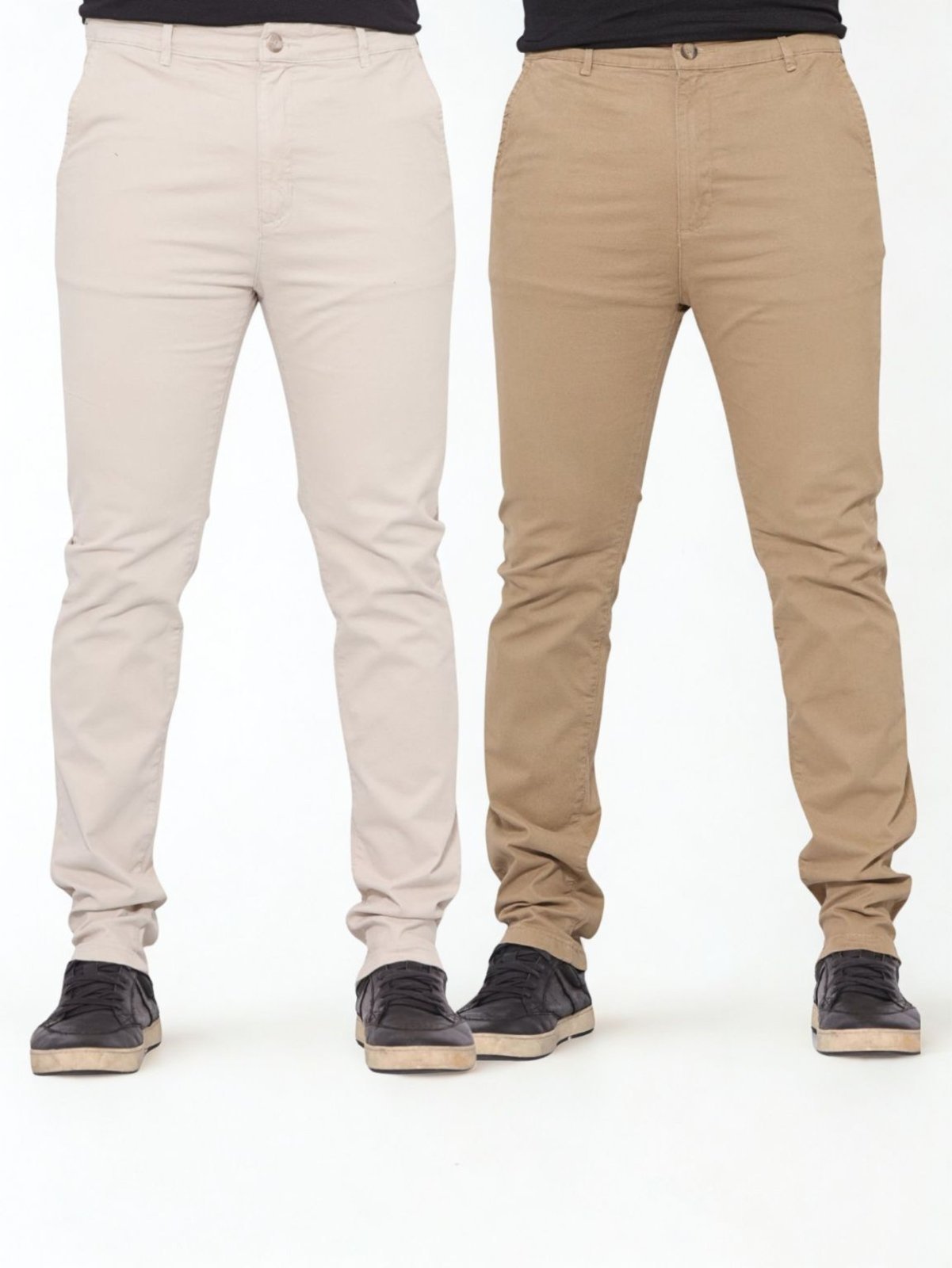 Kit Duas Calças Masculina Reduzy Slim Sarja Alfaiataria Areia e Caqui