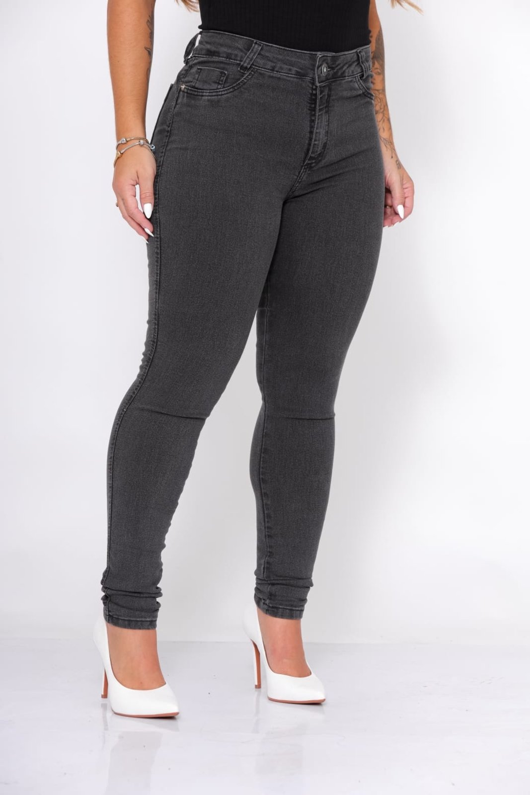 Calça Feminina Cronos Preto/Cinza Alleppo jeans