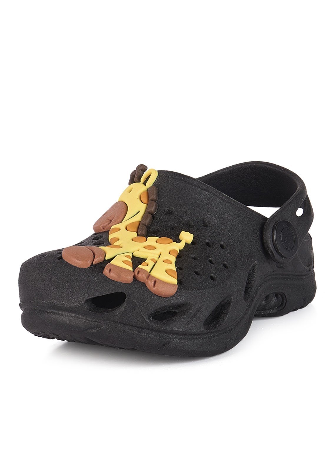Infantil - Babuche Plugt Menino Girafa Sorriso Preto