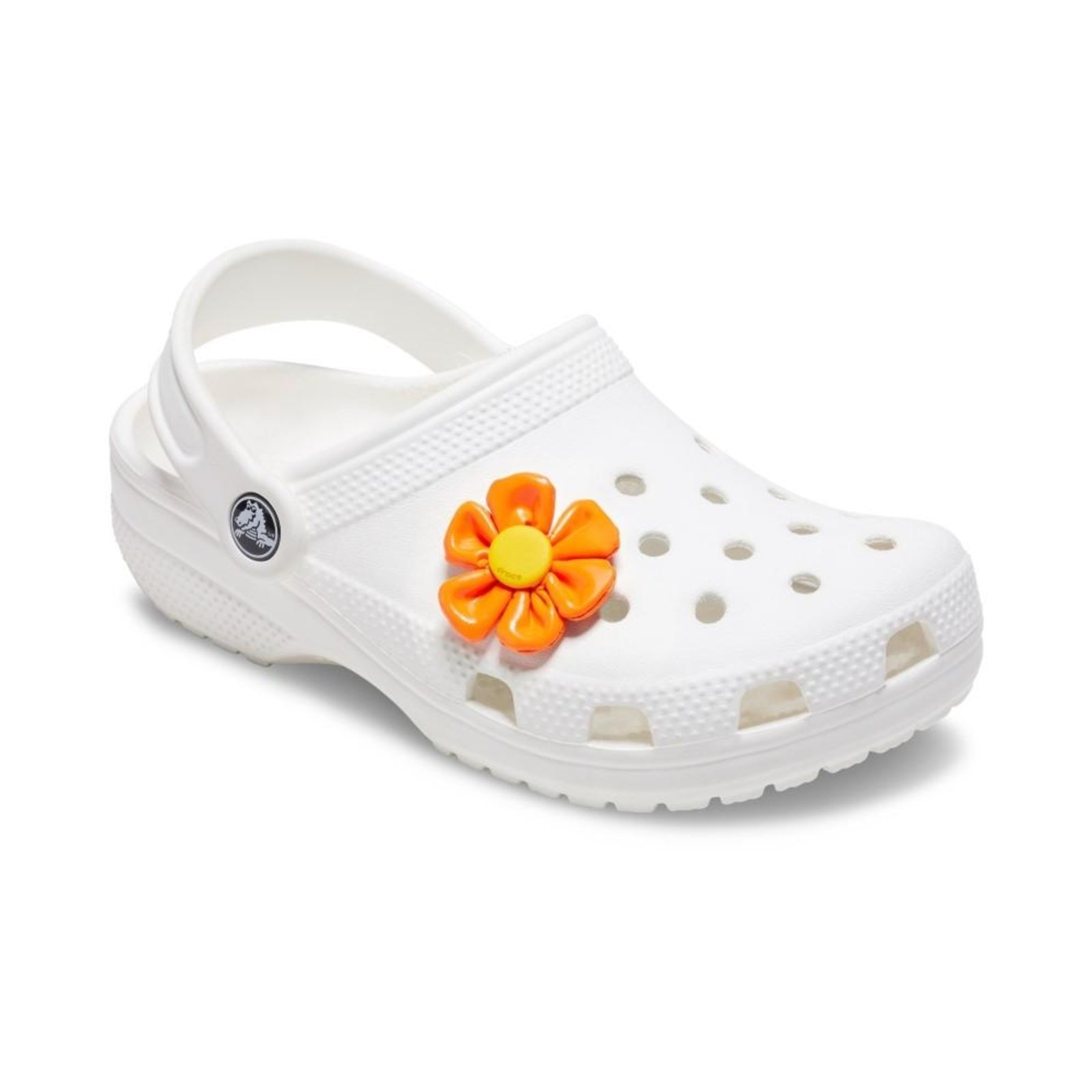 Vista 3 Infantil - Jibbitz™ Flor Laranja Grande Crocs branco