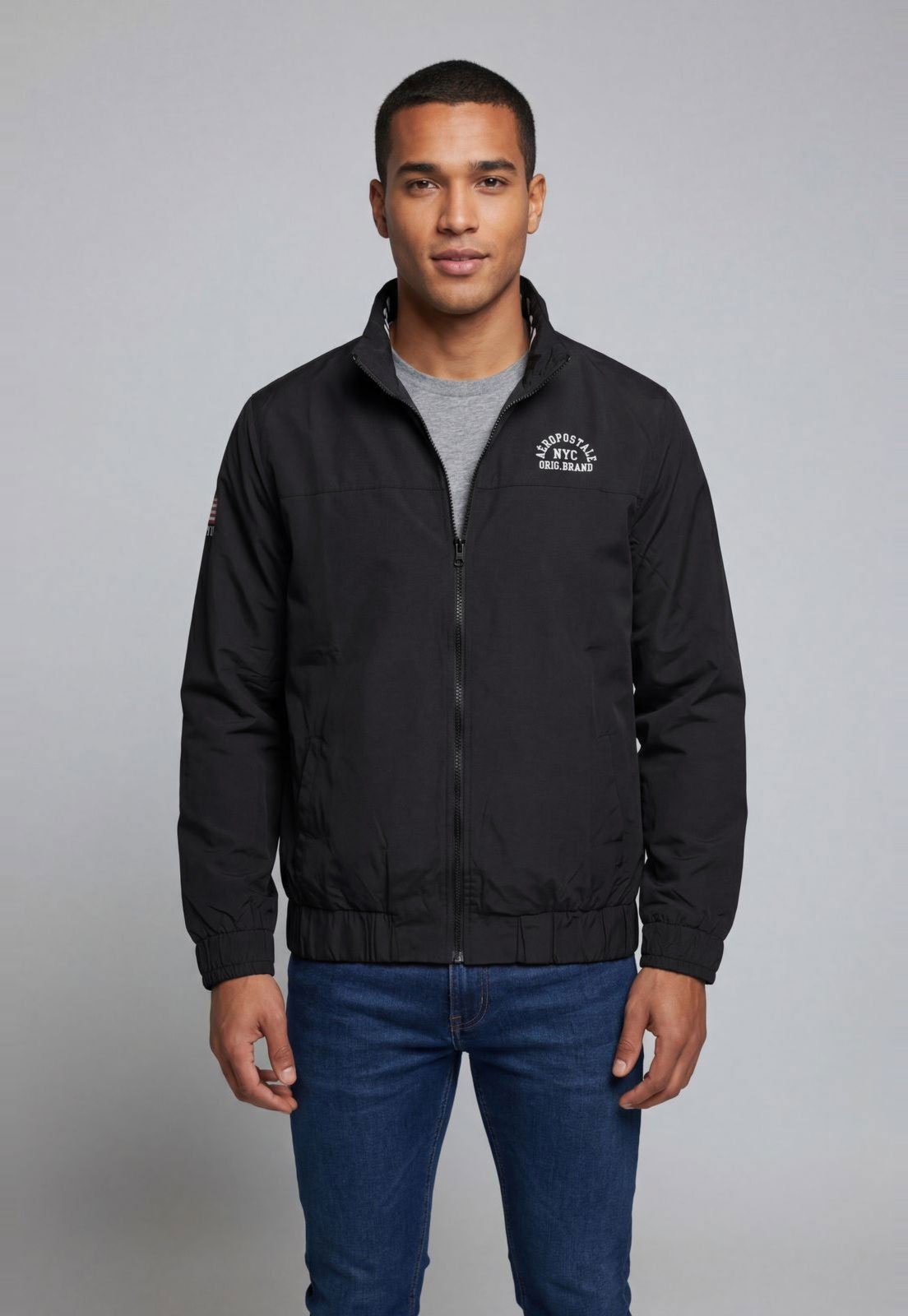 Jaqueta Masculina Aeropostale Gola Alta Preta
