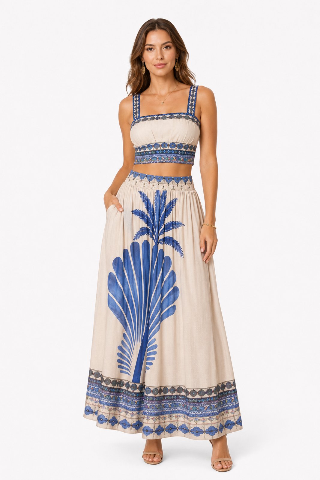 Conjunto Feminino D Bell Outlet Fashion Estampado Azul